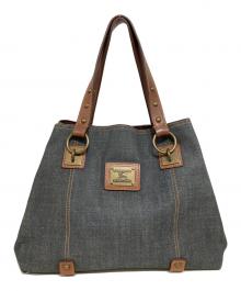 BURBERRY BLUE LABEL（バーバリー ブルー レーベル）の古着「デニムロゴプレートハンドバッグ」｜インディゴ