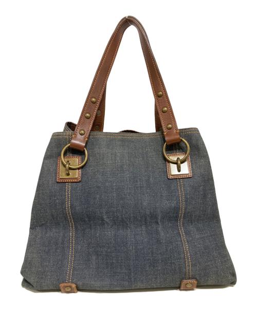 BURBERRY BLUE LABEL（バーバリー ブルー レーベル）BURBERRY BLUE LABEL (バーバリー ブルー レーベル) デニムロゴプレートハンドバッグ インディゴの古着・服飾アイテム