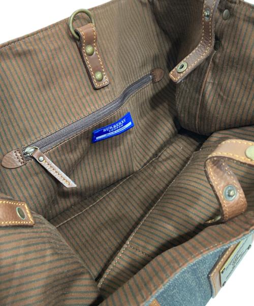 BURBERRY BLUE LABEL（バーバリー ブルー レーベル）BURBERRY BLUE LABEL (バーバリー ブルー レーベル) デニムロゴプレートハンドバッグ インディゴの古着・服飾アイテム
