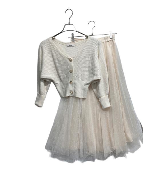 Snidel（スナイデル）Snidel (スナイデル) カーデ×チュールスカートセット ホワイトの古着・服飾アイテム