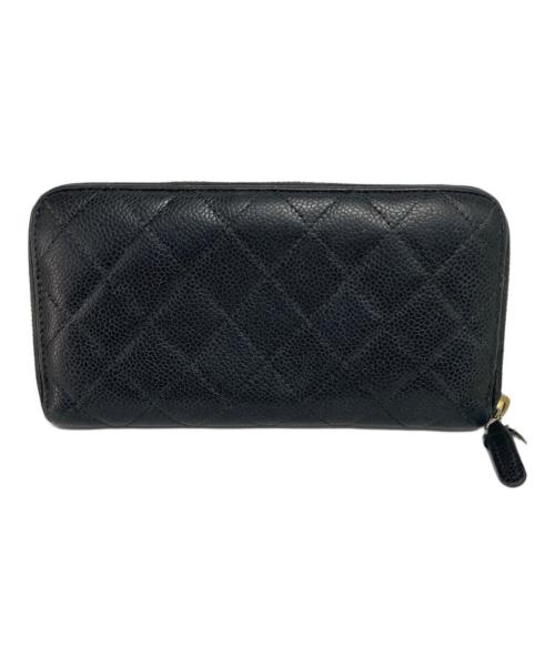CHANEL（シャネル）CHANEL (シャネル) キャビアスキンマトラッセラウンドジップウォレット ブラック サイズ:-の古着・服飾アイテム