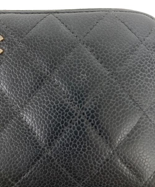 CHANEL（シャネル）CHANEL (シャネル) キャビアスキンマトラッセラウンドジップウォレット ブラック サイズ:-の古着・服飾アイテム
