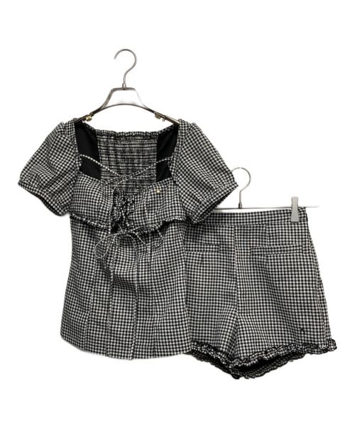 ANDMARY（アンドマリー）ANDMARY (アンドマリー) Dorothy gingham check set up ホワイト×ブラック サイズ:Freeの古着・服飾アイテム