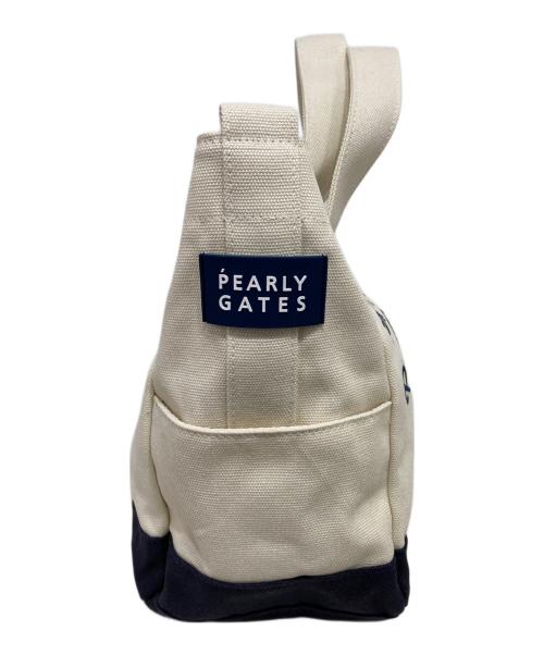 PEARLY GATES（パーリーゲイツ）PEARLY GATES (パーリーゲイツ) スマイルキャンバストートバッグ ベージュ×ネイビーの古着・服飾アイテム