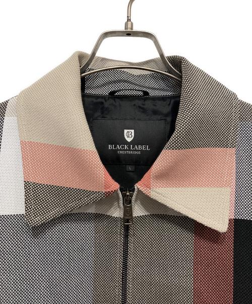 BLACK LABEL CRESTBRIDGE（ブラックレーベル クレストブリッジ）BLACK LABEL CRESTBRIDGE (ブラックレーベル クレストブリッジ) インタレスクレストブリッジチェックフライトブルゾン ブラック×ホワイト サイズ:Lの古着・服飾アイテム