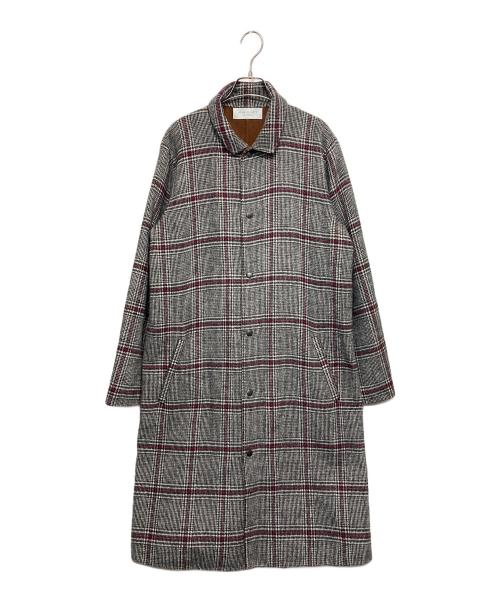 JOHN ELLIOTT（ジョン エリオット）JOHN ELLIOTT (ジョン エリオット) チェックステンカラーコート グレー サイズ:2の古着・服飾アイテム