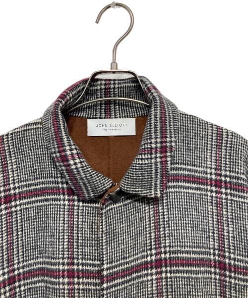 JOHN ELLIOTT（ジョン エリオット）JOHN ELLIOTT (ジョン エリオット) チェックステンカラーコート グレー サイズ:2の古着・服飾アイテム