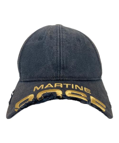 MARTINE ROSE（マーティン・ローズ）Martine rose (マーティン・ローズ) ダメージ ロゴ キャップ ブラック×イエローの古着・服飾アイテム