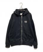 X-GIRLエックスガール）の古着「CIRCLE MESSAGE AND FACE ZIP UP SWEAT HOODIE」｜ブラック