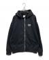 X-girl（エックスガール）の古着「CIRCLE MESSAGE AND FACE ZIP UP SWEAT HOODIE」｜ブラック