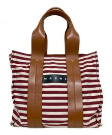 MARNI（マルニ）の古着「ボーダーキャンバストートバッグ」｜レッド×ホワイト