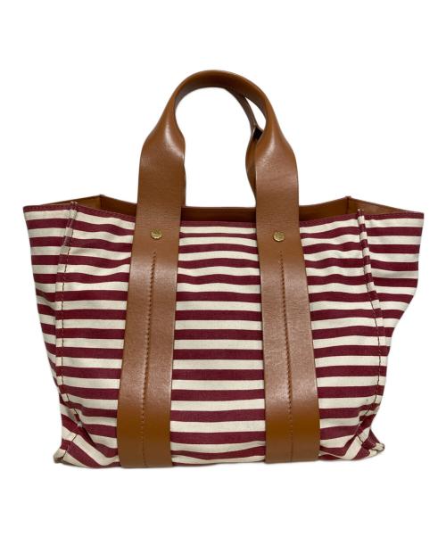 MARNI（マルニ）MARNI (マルニ) ボーダーキャンバストートバッグ レッド×ホワイトの古着・服飾アイテム