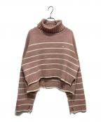 HER LIP TOハーリップトゥ）の古着「Striped Turtleneck Knit Pullover」｜ピンク