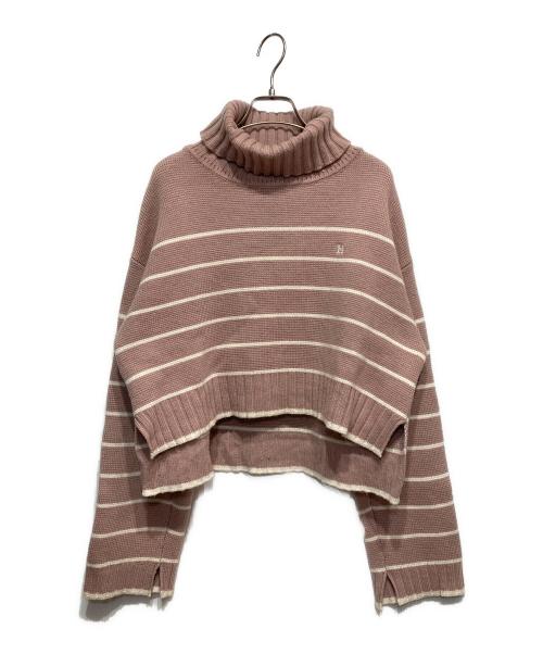 HER LIP TO（ハーリップトゥ）HER LIP TO (ハーリップトゥ) Striped Turtleneck Knit Pullover ピンク サイズ:Fの古着・服飾アイテム