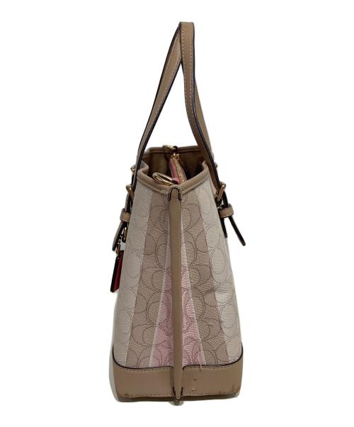 COACH（コーチ）COACH (コーチ) モリー トート バッグ 25・シグネチャー キャンバス ピンク×アイボリー サイズ:-の古着・服飾アイテム