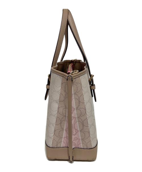 COACH（コーチ）COACH (コーチ) モリー トート バッグ 25・シグネチャー キャンバス ピンク×アイボリー サイズ:-の古着・服飾アイテム