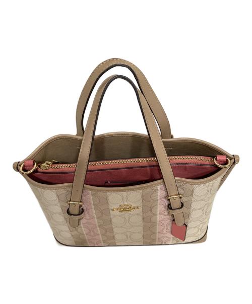 COACH（コーチ）COACH (コーチ) モリー トート バッグ 25・シグネチャー キャンバス ピンク×アイボリー サイズ:-の古着・服飾アイテム