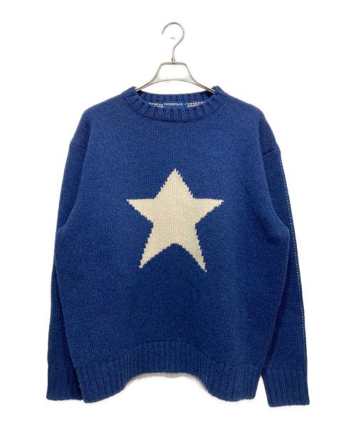 THREE FACE（スリーフェイス）THREE FACE (スリーフェイス) スターニット ベージュ×ブルー サイズ:Lの古着・服飾アイテム