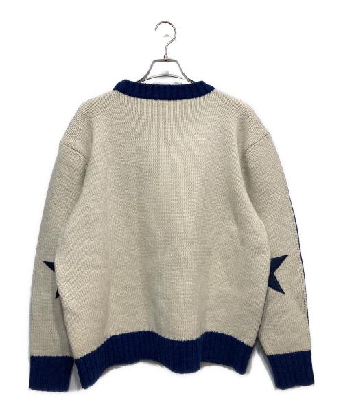 THREE FACE（スリーフェイス）THREE FACE (スリーフェイス) スターニット ベージュ×ブルー サイズ:Lの古着・服飾アイテム