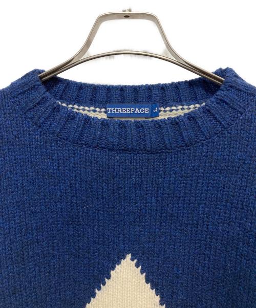 THREE FACE（スリーフェイス）THREE FACE (スリーフェイス) スターニット ベージュ×ブルー サイズ:Lの古着・服飾アイテム