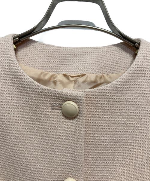 ANAYI（アナイ）ANAYI (アナイ) ノーカラーワッフルジャケット ピンク サイズ:34の古着・服飾アイテム