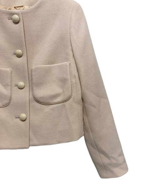 ANAYI（アナイ）ANAYI (アナイ) ノーカラーワッフルジャケット ピンク サイズ:34の古着・服飾アイテム