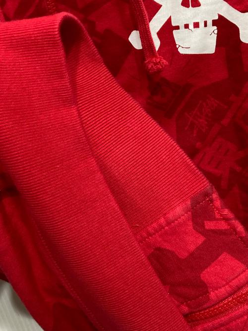 stussy（ステューシー）stussy (ステューシー) ジップパーカー レッド サイズ:Mの古着・服飾アイテム