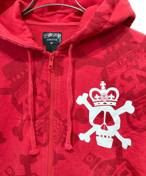stussy（ステューシー）stussy (ステューシー) ジップパーカー レッド サイズ:Mの古着・服飾アイテム
