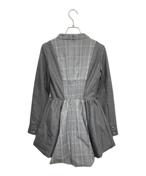 darich（ダーリッチ）Darich (ダーリッチ) チェックストライプバルーンミニワンピース グレー サイズ:Freeの古着・服飾アイテム