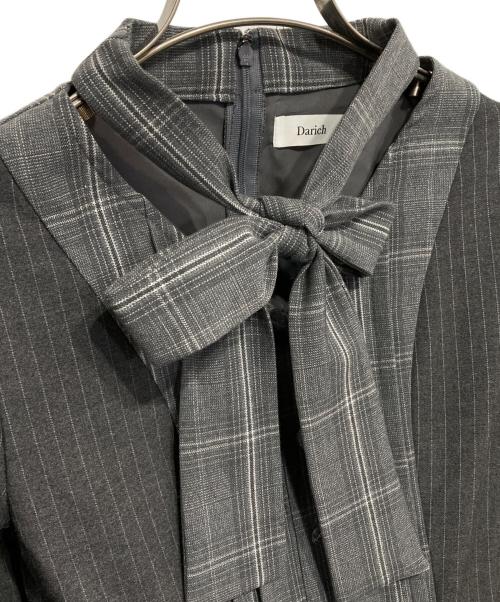 darich（ダーリッチ）Darich (ダーリッチ) チェックストライプバルーンミニワンピース グレー サイズ:Freeの古着・服飾アイテム