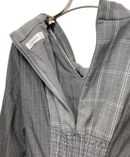 darich（ダーリッチ）Darich (ダーリッチ) チェックストライプバルーンミニワンピース グレー サイズ:Freeの古着・服飾アイテム