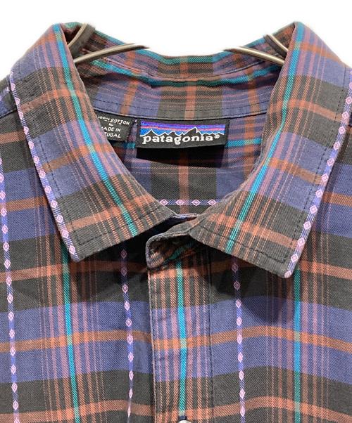 Patagonia（パタゴニア）Patagonia (パタゴニア) ヴィンテージチェックシャツ ネイビー×オレンジ サイズ:Lの古着・服飾アイテム