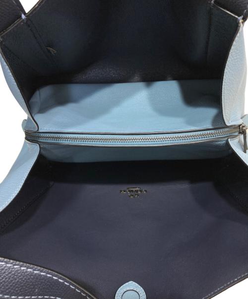COACH（コーチ）COACH (コーチ) ハドリーホーボーカラーブロックトートバッグ ブルー サイズ:-の古着・服飾アイテム