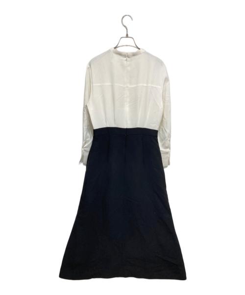 Arobe（アローブ）arobe (アローブ) パールボタンドッキングワンピース ブラック×ホワイト サイズ:2の古着・服飾アイテム