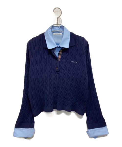 CADUNE（カデュネ）CADUNE (カデュネ) ケーブルポロニット ネイビー サイズ:38の古着・服飾アイテム