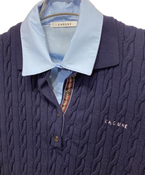 CADUNE（カデュネ）CADUNE (カデュネ) ケーブルポロニット ネイビー サイズ:38の古着・服飾アイテム