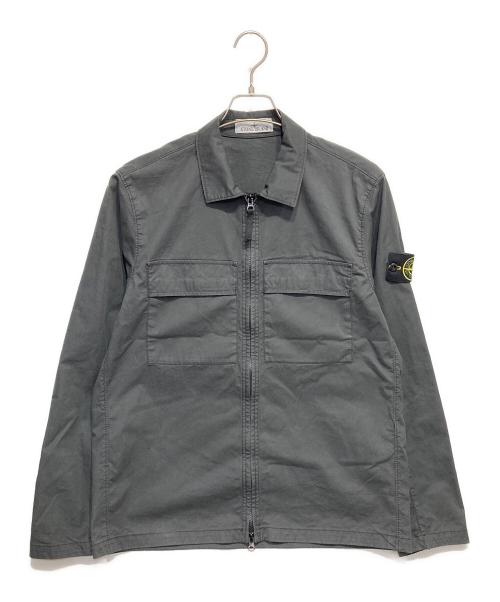 STONE ISLAND（ストーンアイランド）STONE ISLAND (ストーンアイランド) ガーメントダイスーピマコットンストレッチツイルシャツブルゾン グレー サイズ:Mの古着・服飾アイテム