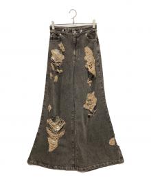 JOSE MOON（ジョゼムーン）の古着「ZIP DAMAGE DENIM」｜BROWN