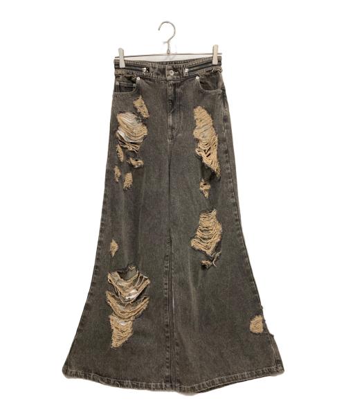 JOSE MOON（ジョゼムーン）jose moon (ジョゼムーン) ZIP DAMAGE DENIM BROWN サイズ:38の古着・服飾アイテム