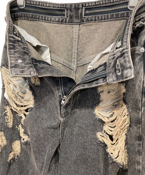 JOSE MOON（ジョゼムーン）jose moon (ジョゼムーン) ZIP DAMAGE DENIM BROWN サイズ:38の古着・服飾アイテム