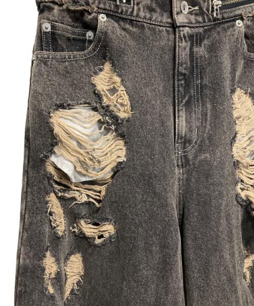JOSE MOON（ジョゼムーン）jose moon (ジョゼムーン) ZIP DAMAGE DENIM BROWN サイズ:38の古着・服飾アイテム