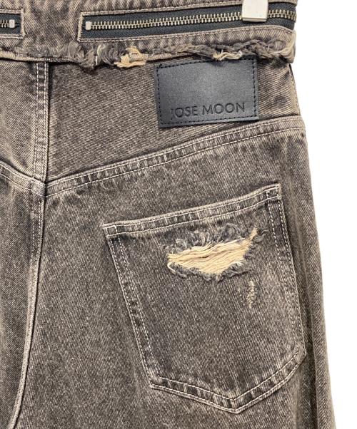JOSE MOON（ジョゼムーン）jose moon (ジョゼムーン) ZIP DAMAGE DENIM BROWN サイズ:38の古着・服飾アイテム