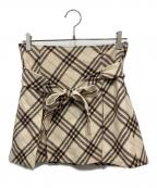 BURBERRY LONDONバーバリーロンドン）の古着「ミニチェックスカ-ト」｜ベージュ×ブラウン