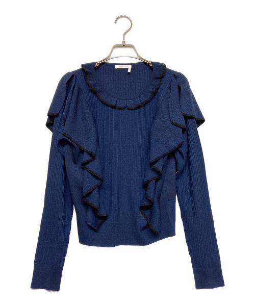 SEE BY CHLOE（シーバイクロエ）SEE BY CHLOE (シーバイクロエ) フリルニット ネイビー サイズ:Sの古着・服飾アイテム