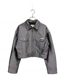 Calvin Klein Jeans（カルバンクラインジーンズ）の古着「Shine Denim Bomber Jacket」｜シルバー