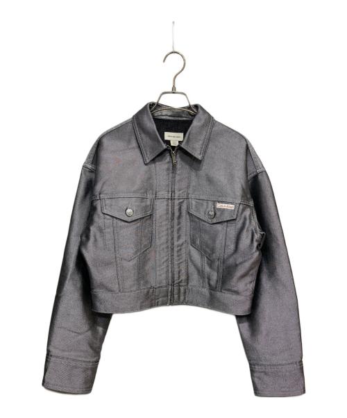 Calvin Klein Jeans（カルバンクラインジーンズ）Calvin Klein Jeans (カルバンクラインジーンズ) Shine Denim Bomber Jacket シルバー サイズ:XSの古着・服飾アイテム