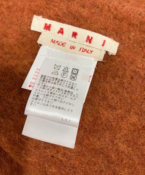 MARNI（マルニ）MARNI (マルニ) アルパカフリンジロゴストール オレンジの古着・服飾アイテム