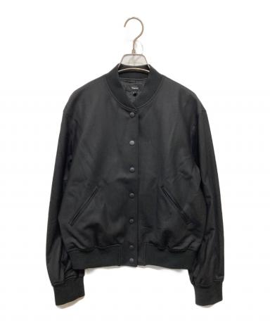 Theory セオリー シングル レザージャケット ブラック 袖ニット切替 中古・古着通販】theory (セオリー) Sleek Saxony Varsity ブラック