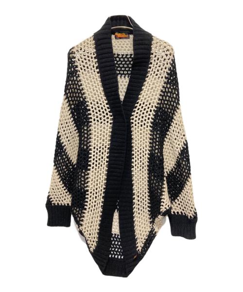 Hysteric Glamour（ヒステリックグラマー）Hysteric Glamour (ヒステリックグラマー) クロシェニットカーディガン ブラック×ホワイト サイズ:FREEの古着・服飾アイテム