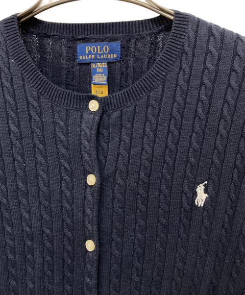 POLO RALPH LAUREN（ポロ・ラルフローレン）POLO RALPH LAUREN (ポロ・ラルフローレン) ケーブルニットカーディガン ネイビー サイズ:キッズサイズ：XL(16)の古着・服飾アイテム